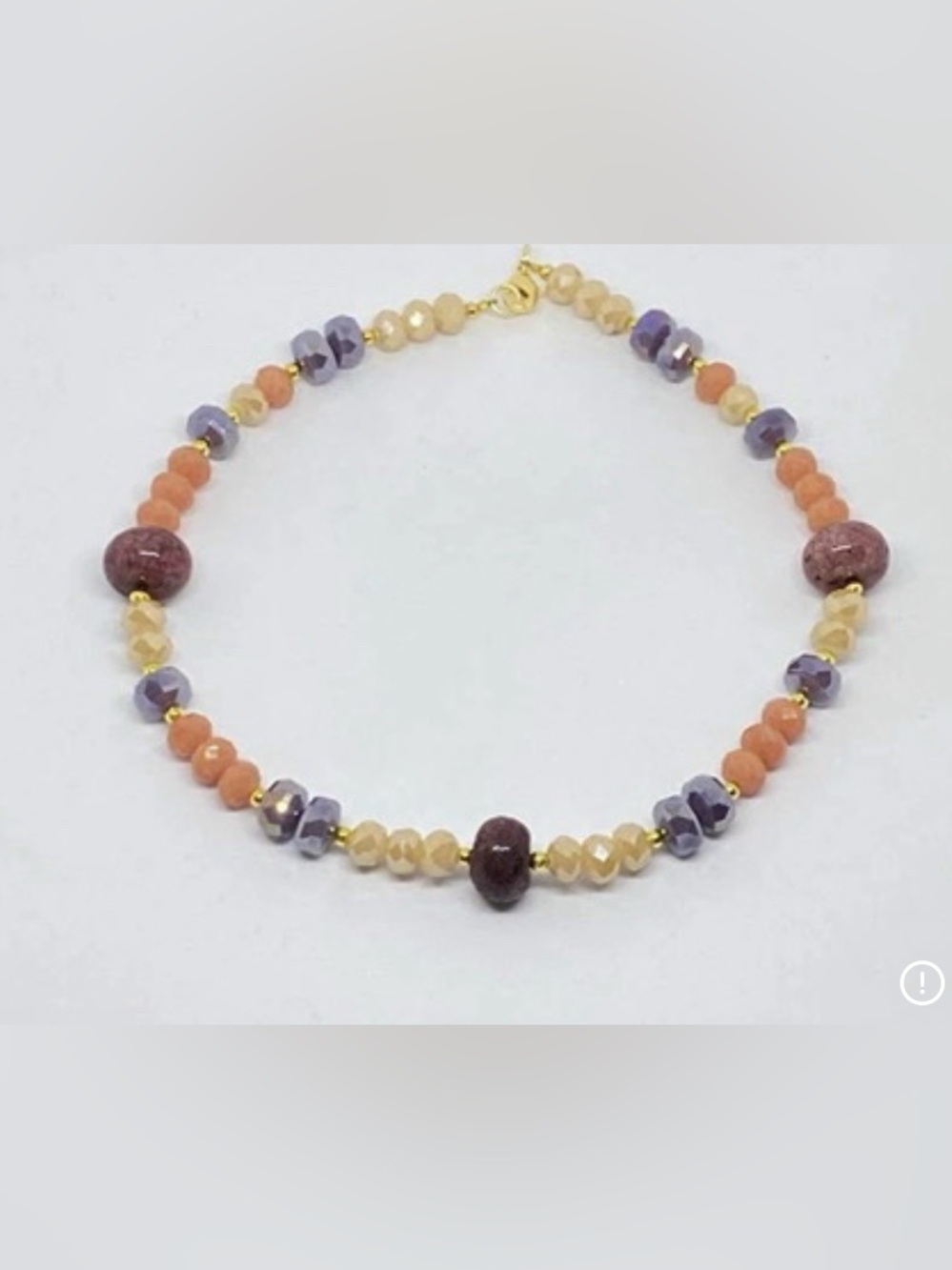 Beaded Multicolor Women's Necklace - Purple, Peach & Cream